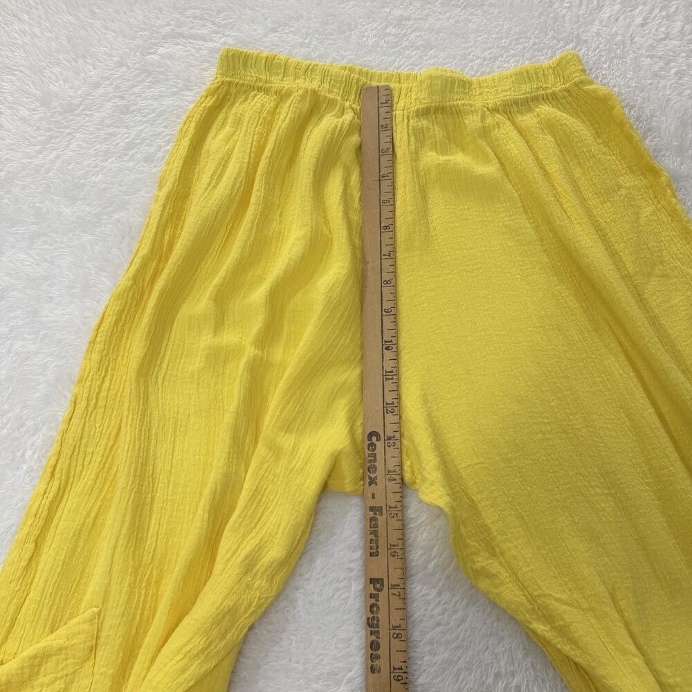 Bryn Walker Sz Small Casbah Cotton Gauze Yellow Wide Leg Crop Stretch Pants - Picture 4 of 10